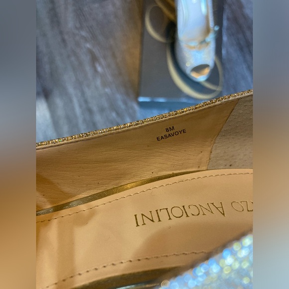 Gold Sparkle Peep Toe Heels - Picture 13 of 16